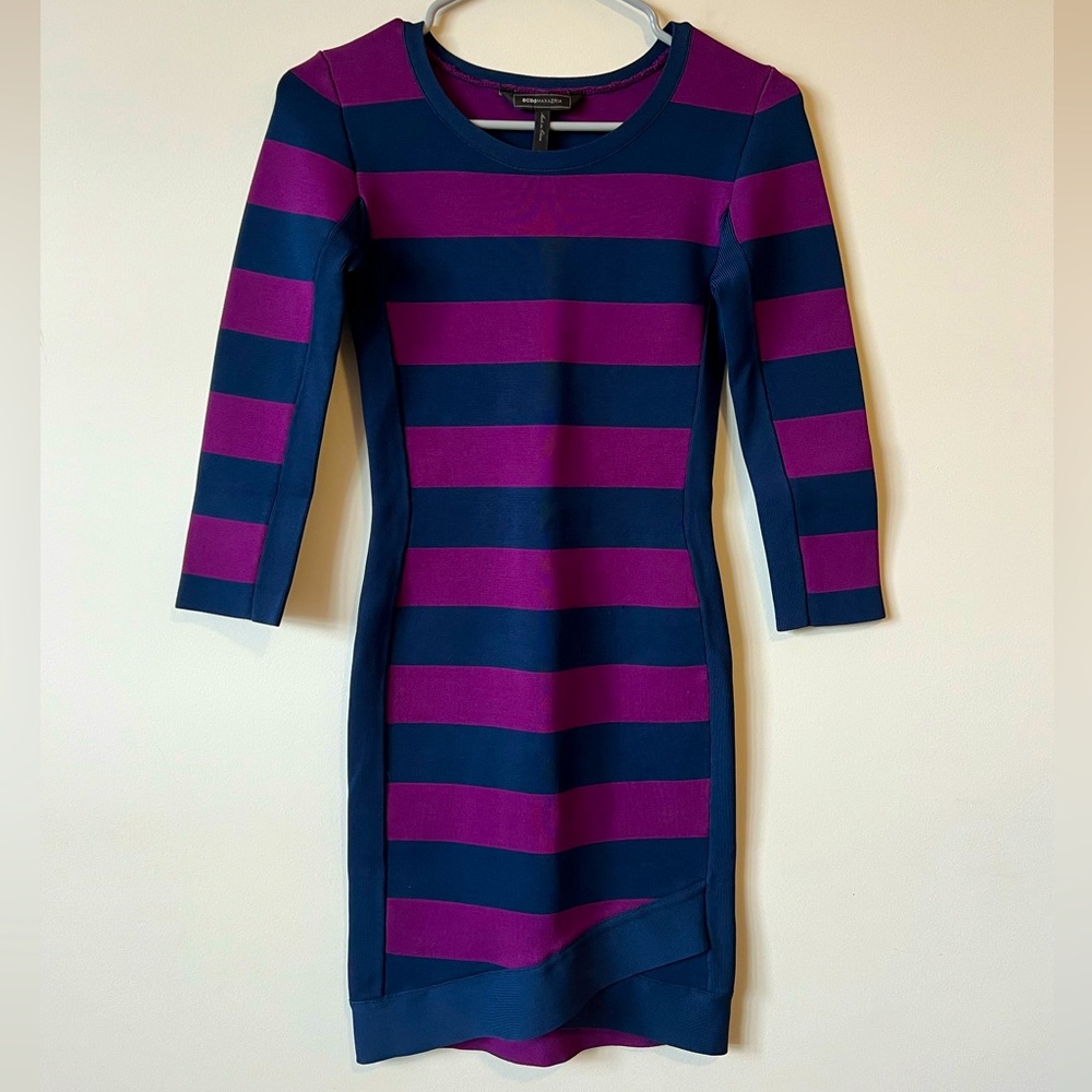 BCBGMAXAZRIA Blue and Purple Skinny Dress